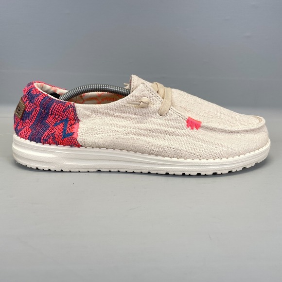 Hey Dude Shoes - Hey Dude Wendy Funk Boho Pink Beige Casual Shoes Womens Size 10 Slip On Flats